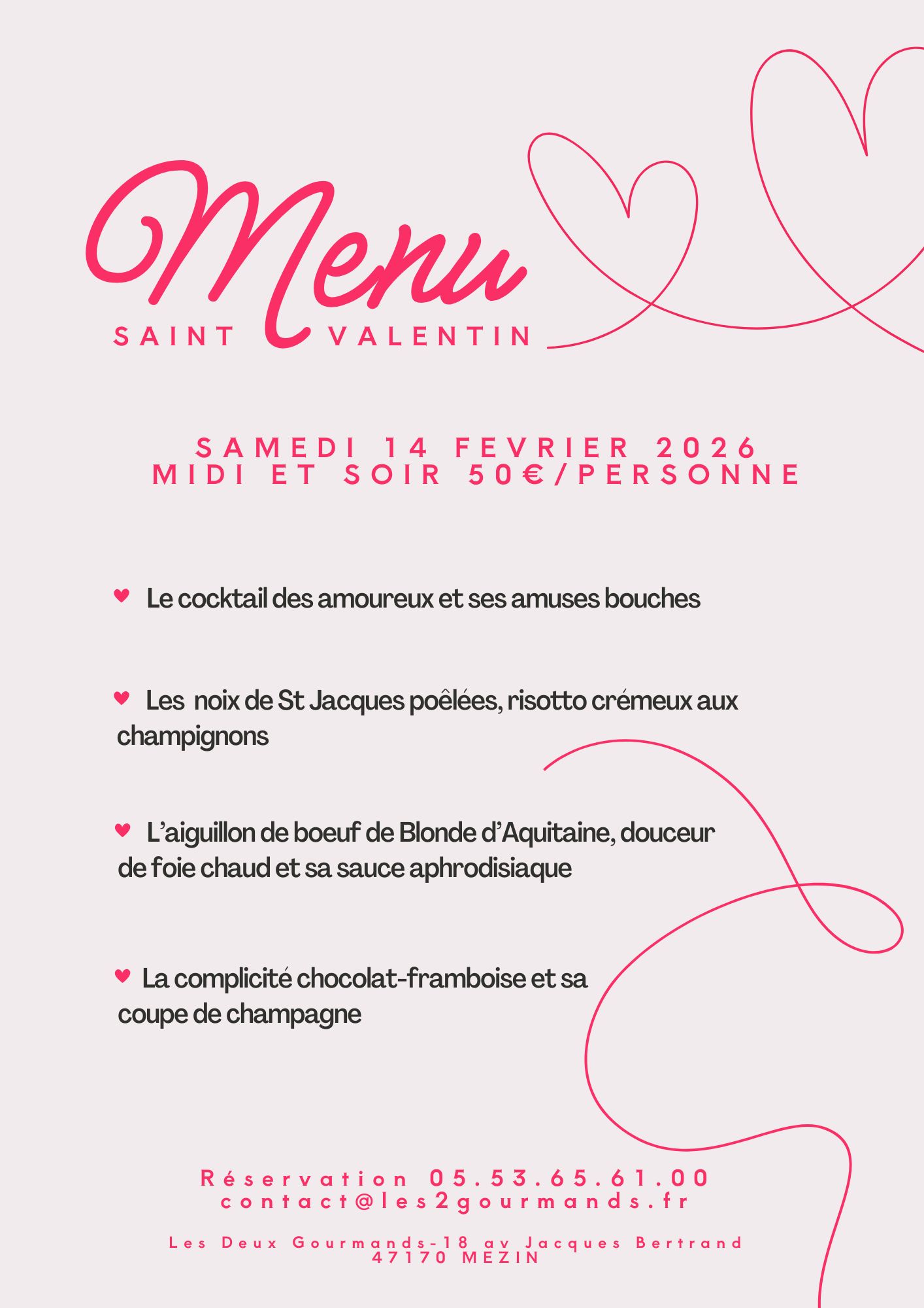 Menu Saint Valentin